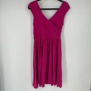 Garnet Hill Womens Small Pink Pleated Dress Fitted Sleeveless Beach Vaca